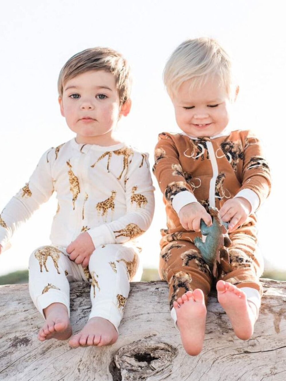MilkBarn Woolly Mammoth Organic Cotton Zipper Pajamas • 6-9 Months